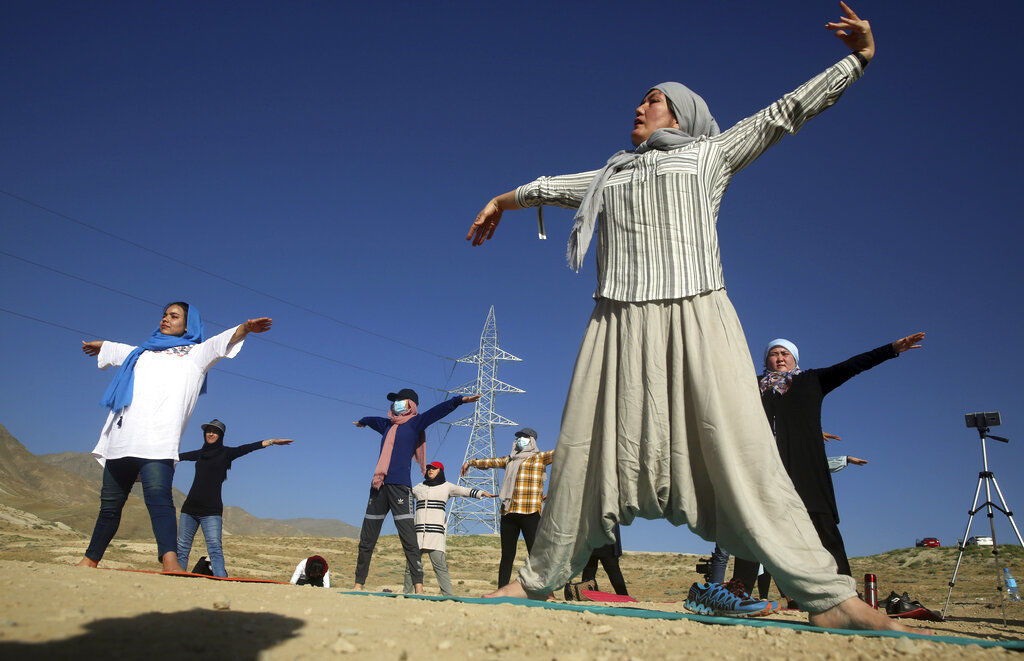 APTOPIX Afghanistan International Yoga Day
